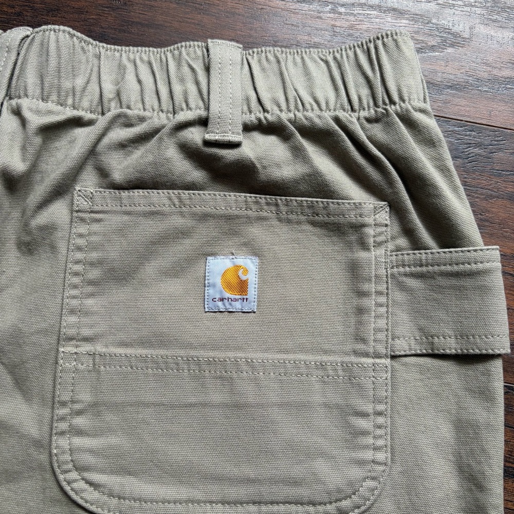 Carhartt Canvas Relaxed Fit Elastic Waist Workwear Granola Carpenter Shorts - Picture 7 of 15